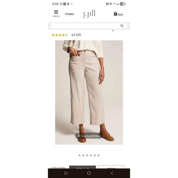 J.Jill Women’s Linen-Stretch Patch-Pocket Crops, New Size Medium. - Picture 5 of 6